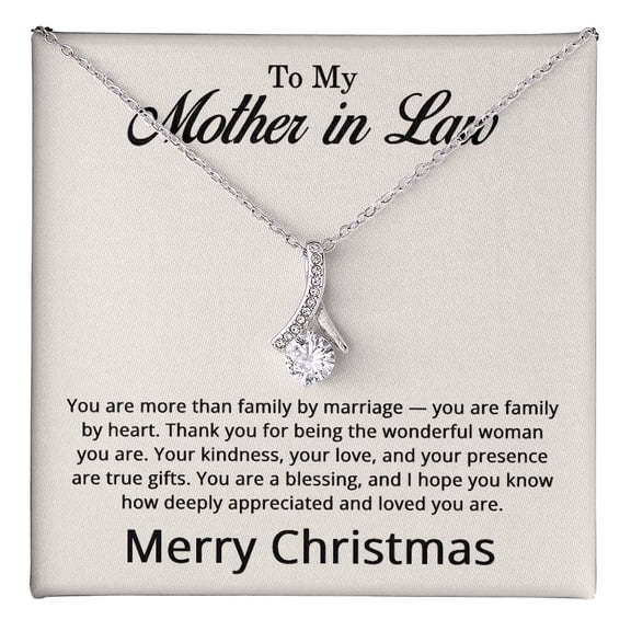Christmas Gifts for Mother in Law - Christmas Necklace for Mother-in-Law Title: 14k White Gold Finish, Box Choice: Standard Box