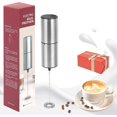 thumbnail image 1 of Espumador de leche de mano, máquina de espuma eléctrica con batidor de acero inoxidable, mezclador de bebidas con batería para café, lattes, capuchino, frappe, matcha, chocolate caliente, 1 of 5