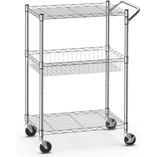 ANRYAGF Utility Carts with Wheels Rolling Cart Food Service Cart for  Restaurant Office Warehouse Heavy Duty Cart 510 lbs Capacity, Lockable  Wheels