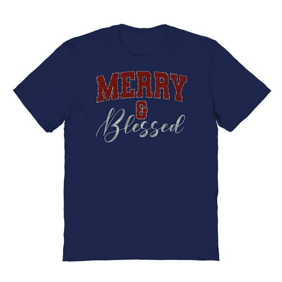 Haywood & Main Merry & Blessed Graphic Navy Men's Cotton T-Shirt