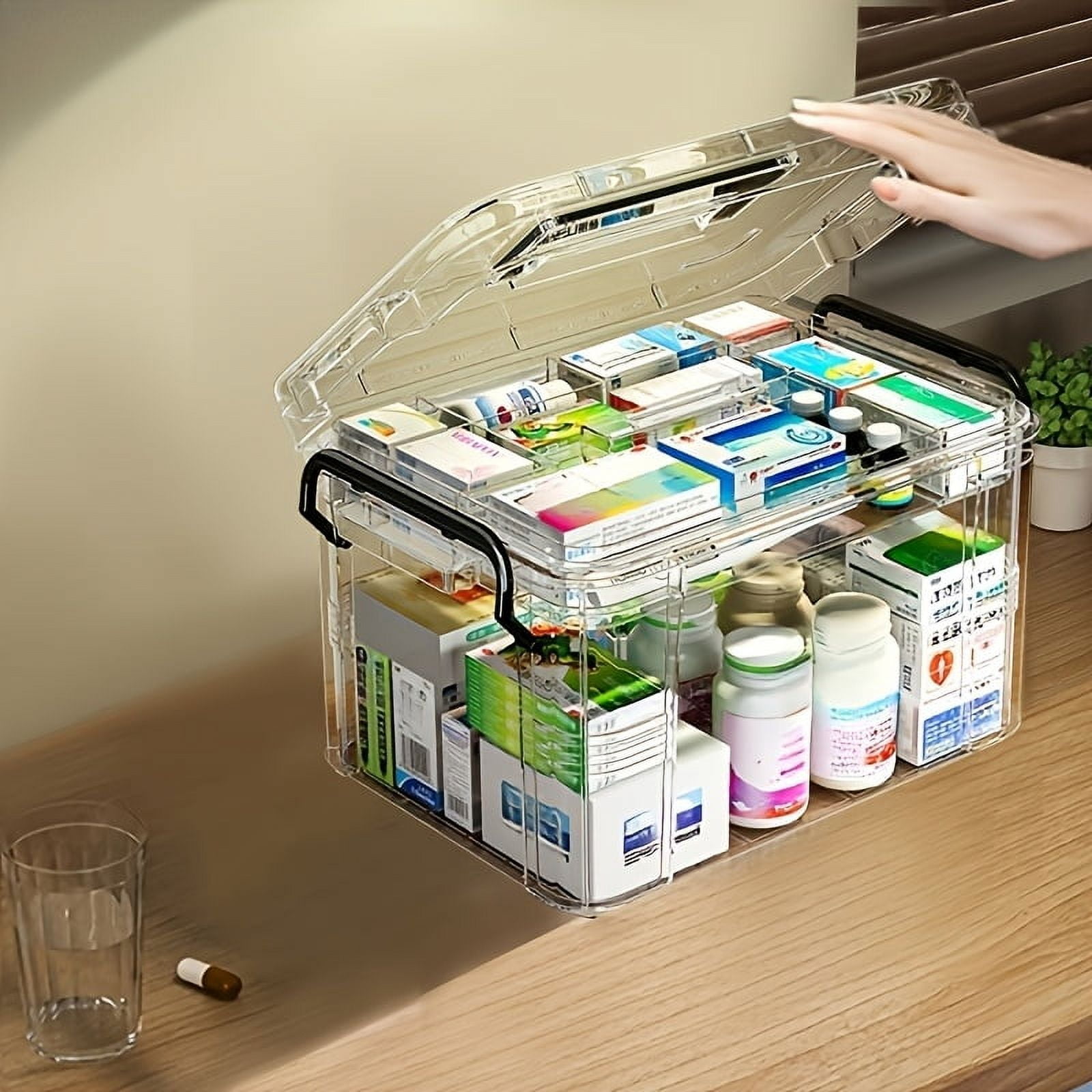 Large Capacity Double-Layer Medicine Organizer Box - Waterproof