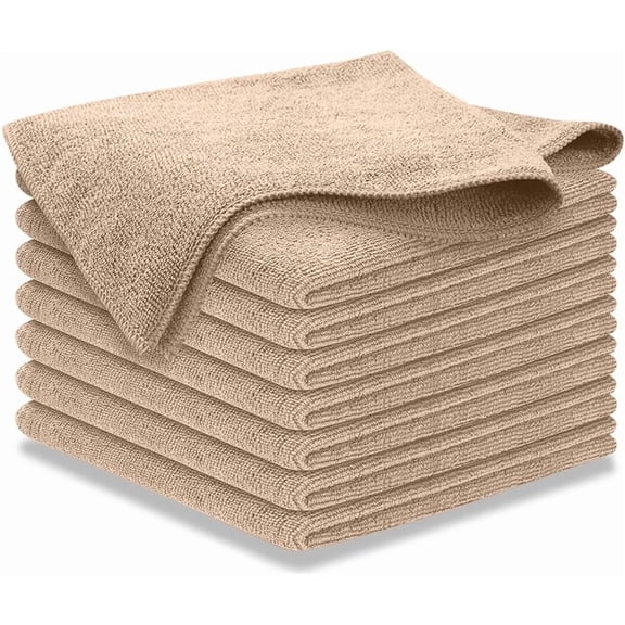 USANOOKS Microfiber Cleaning Cloth - Beige 8Pcs (12.5x12.5 inch) High Performance 1200 Washes, Ultra Absorbent Car Towel Traps Grime & Liquid for Streak-Free Mirror Shine car Washing