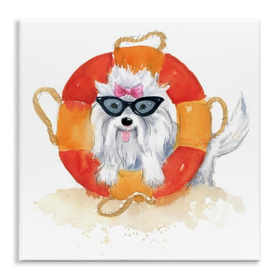 Stupell Industries Sandy Dog in Sunglasses Animals Painting Unframed Art Print Wall Art, 12 x 12