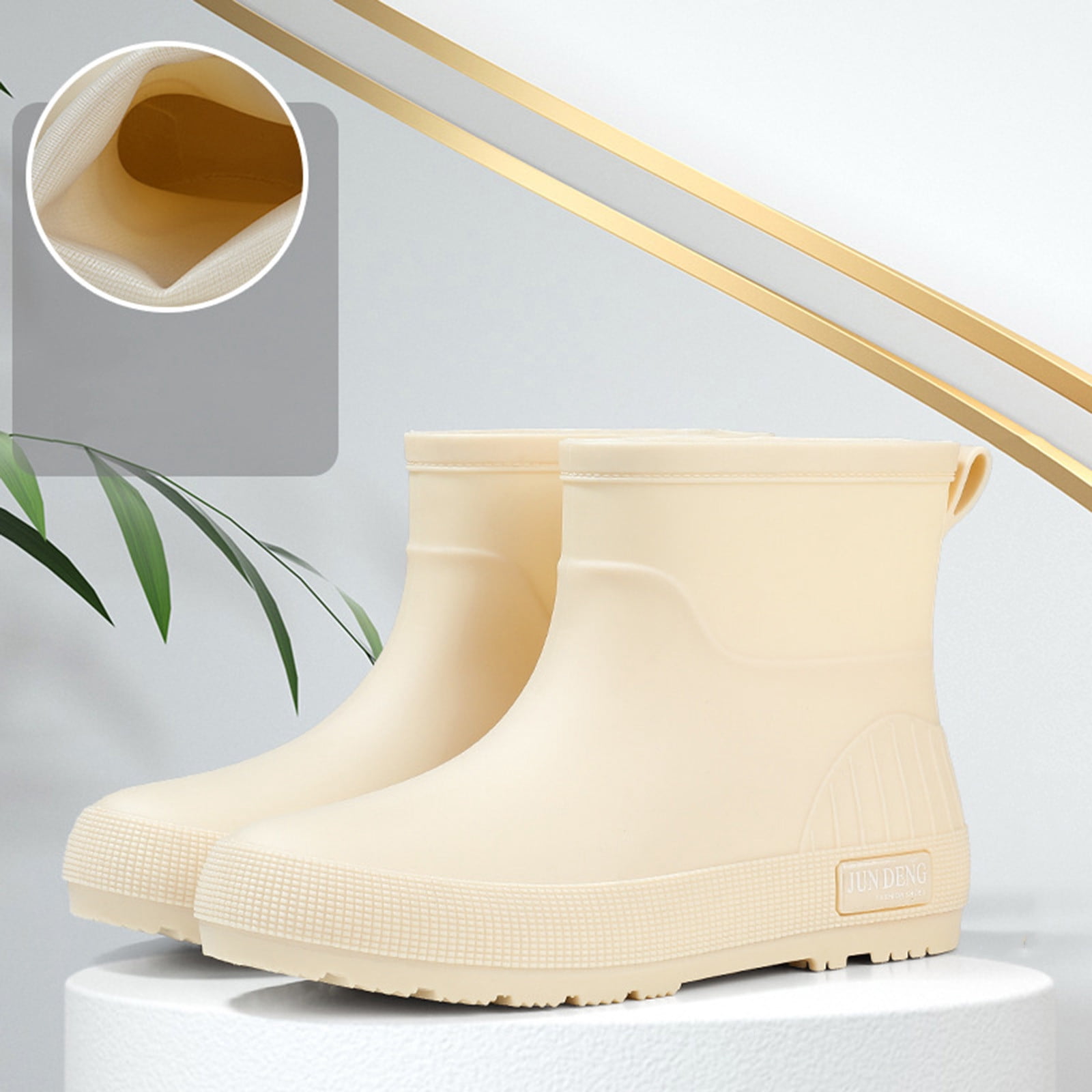 Taylonsss Women's Waterproof Rubber Rain Boots with Chunkys Heel for Fall and Winter Comfortable Height-Increasing Short Boots with Anti-Slip Sole for Outdoor Activities