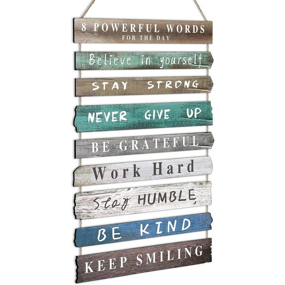 Inspirational Wall Art Decor for Office, Wooden Rustic Hanging Motivational Wall Art Decoration Sign, Inspiring Positive Quotes Wall Art for Home Living Room Bedroom Bathroom Classroom Gym 12"x24"