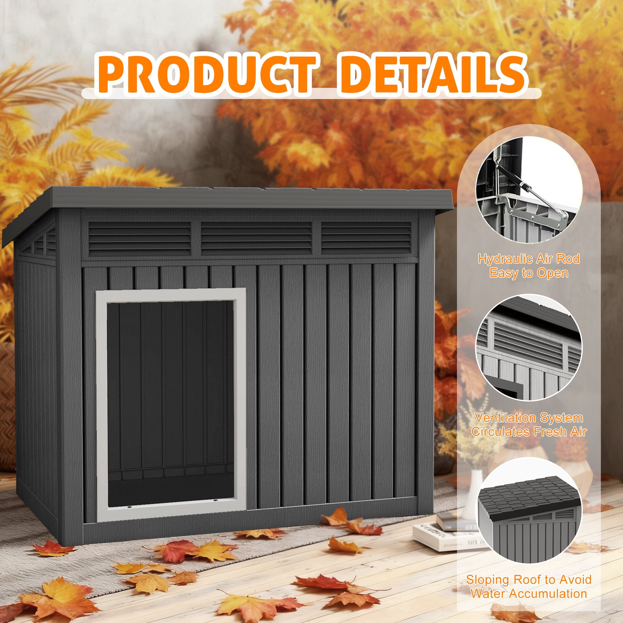 Dog House for Indoor & Outdoor Use - Weatherproof Roof & Removable Floor, Fits Small to Medium Dogs