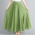 thumbnail image 2 of vigerkar Women's Girls Elastic Waist Long Flowy Bohemian Cotton Casual Maxi Skirt for Summer Beach Holiday Green, One Size, 2 of 6