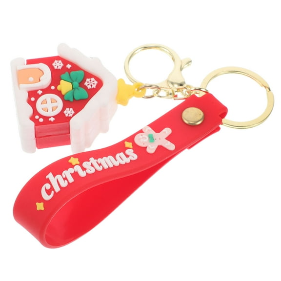 Raindrops Christmas Keychain Christmas House Keychain Multi PVC 1Set