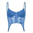 thumbnail image 2 of qolati Women's Vintage Floral Corset Bustier Top Renaissance Lace Up Boned Shapewear Top Front Closure Bandeau Tube Tops Blue L, 2 of 4