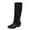A Black, variant on Wovix Women's Mid-Calf Boots Knee High Boots Women Low Heel Pointed Toe Elastic Boots Side Zipper Leather Spring Fall Long Tall Boot Black 36