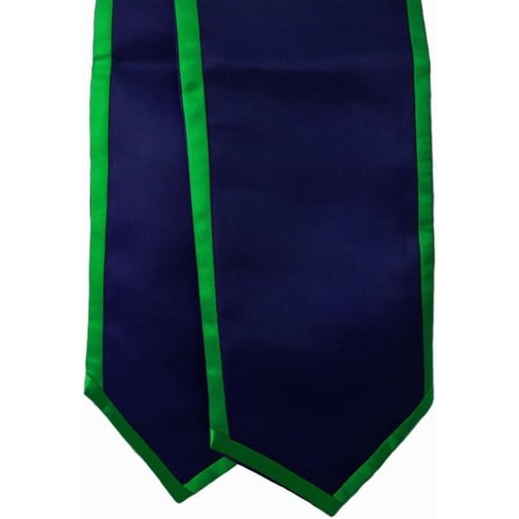 Honors Graduation Academic Stoles/Sashes with Classic End and Trim (Navy Blue w/Kelly Green Trim) - Ages 6-40
