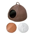 thumbnail image 4 of Simulated Rattan Cat Bed Cave Cat House Indoor Cat Kennel with Removable Cushion Coffee with 2 Mat, 4 of 9
