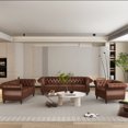 YOCWO Faux Leather Couches Set for Living Room, 3 Piece Sofa with Including Three Seat Sofa, Loveseat and Single Chair for Apartment Furniture Set (Brown)