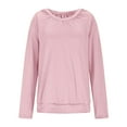 thumbnail image 4 of Htigea Women's V-Neck Shirts Fall Long Sleeve Top Casual Pleated Pullover Soft Comfy Everyday T Shirt Pink L, 4 of 8