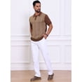 thumbnail image 5 of DARING DIVA Men's Houndstooth Summer Short Sleeve Casual Knit Polo Shirt M Brown, 5 of 7