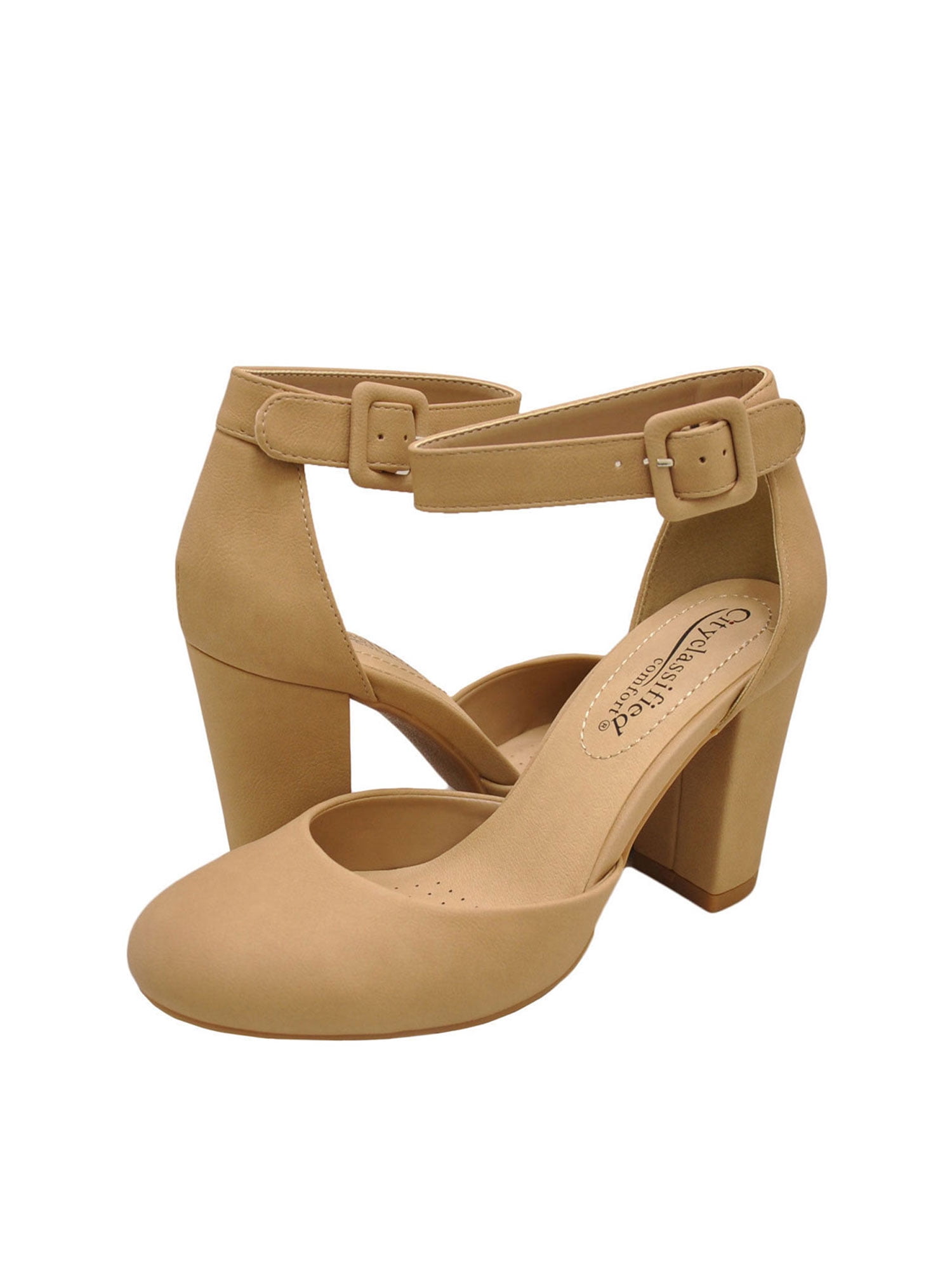closed toe block heel with ankle strap
