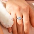 thumbnail image 3 of Bestyle Women Pure S925 Sterling Silver Rings with 2ct Round Created Created Diamond, Adjsutable April Birthstone Rings Birthday Mother's Day Jewelry Gift for Her, 3 of 9