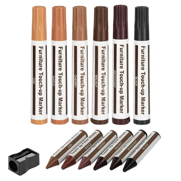 Furniture Repair Markers and Wax Sticks with Sharpener for Stains