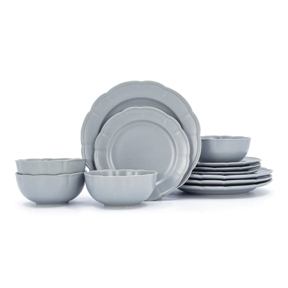 BU Scallop 12pc Dinnerware set Blue
