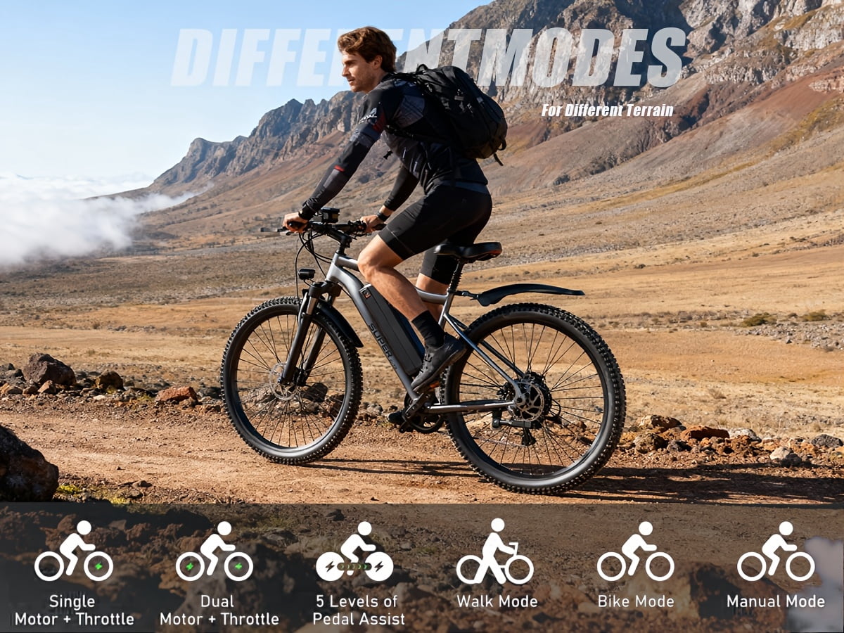Adult Electric Bicycle, Electric Mountain Bike, 500W-740W(Peak) Motor, 15-20 Mph, Can Travel Over 10-45 Miles On A Single Charge, 48V 10AH/13AH Detachable Battery, Front Fork Suspension