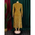 thumbnail image 5 of AURA Women’s Sequin A-Line Dress Round Neck Long Sleeve High Waist Mid-Length Zipper S-XXXL, 5 of 6