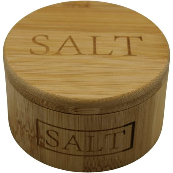 Dependable Industries Natural Bamboo Salt Cellar with Swivel Locking Magnetic Lid 7 Ounce 200ml