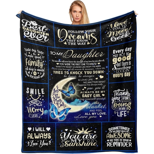 LHSHID Daughter Gifts from Stepmom Bonus Daughter Gifts Gift for Bonus Daughter Blanket Stepdaughter Gifts from Stepmom Bonus Daughter Birthday Gifts Gifts for Stepdaughter Blanket 50x60in