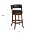 thumbnail image 5 of Bely Swivel Barstool Chair- Black Faux Leather- Cappuccino Brown Wood, 5 of 5