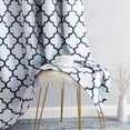 thumbnail image 5 of THD Moroccan Trellis Lattice Decorative Blackout Thermal Privacy Room Darkening Grommet Window Drapes Curtain Panels for Bedroom - Set of 2 (Platinum White Navy Blue, 52 W x 63 L), 5 of 6