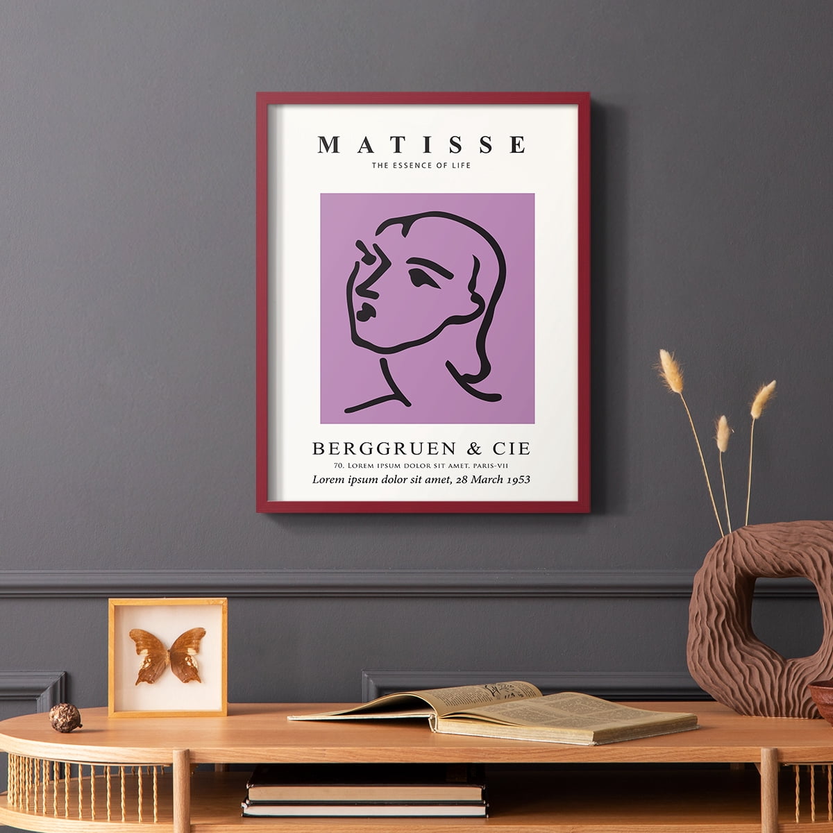 Matisse CVIII Framed Print in Red Solid Wood 11 x 14 Framed Print