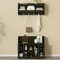 thumbnail image 3 of Harper & Bright Designs Hall Tree with Wall Mounted Coat Rack Cabinet, Modern Style Shoe Storage Bench with Shelves and 4 Hooks, Entryway Organizer for Hallway Mudroom Foyer, Black, 3 of 12