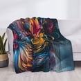 thumbnail image 3 of Fotbe Vibrant Rooster Painting Manta de Franela con Estampado, Manta Ultrasuave para Cama, Sofá, Auto, Hipoalergénica y Antibolitas-50"x40", 3 of 6