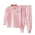 thumbnail image 2 of Spazoro Girls Outfit Sets Size 0-12Y, 100%Cotton 2 PC Casual Striped Spring and Fall Long Sleeved Shirts & Jogger Pants Sets for Kids Pink, 2 of 7