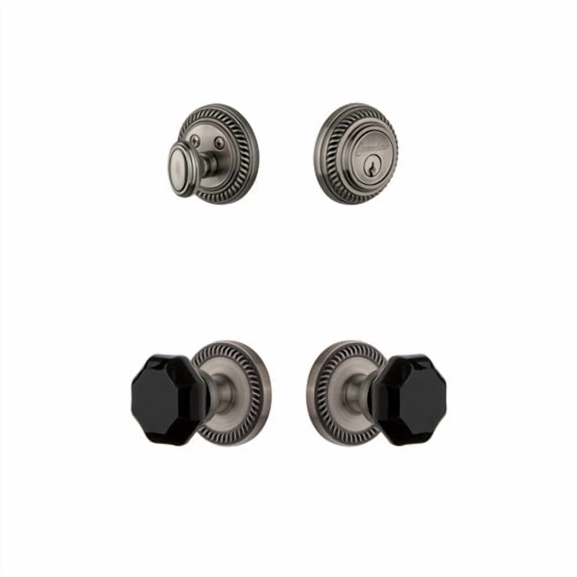Grandeur Newport Rosette Single Cylinder Knob Combo Pack with Lyon Knob and matching Deadbolt
