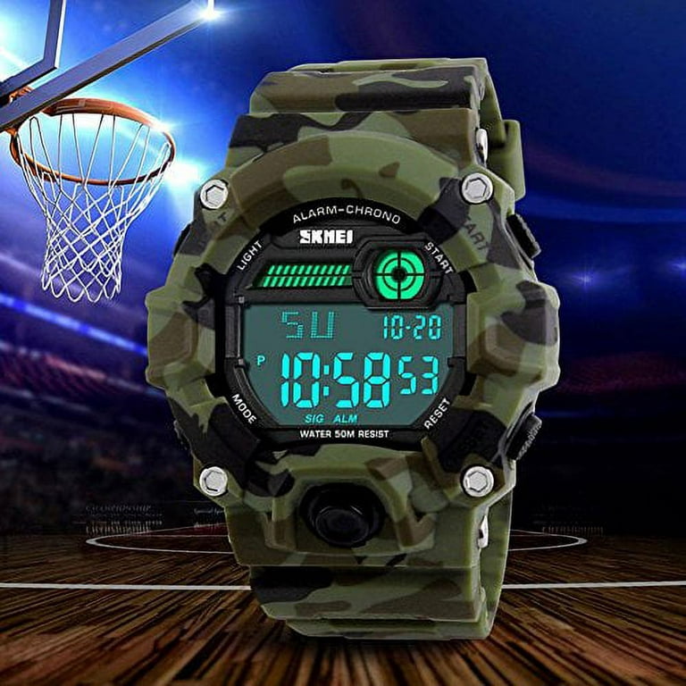 Mens Boys Watches Military Army Walking Sports Digital LED Waterproof Watch  