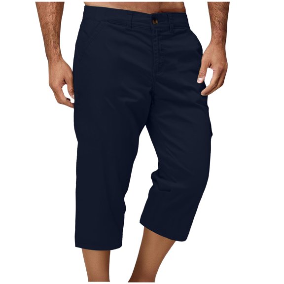 Smsaxvxz Men's Cargo Capri Pants Casual Comfy 3/4 Cargo Shorts Summer Breathable Hiking Shorts with Pockets
