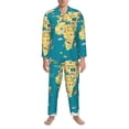 thumbnail image 3 of Naloa World Map With Landmarks Men’s Pajamas Set - Long Sleeve Button Down Sleep Shirt and Pajama Bottoms Sleepwear Set-XX-Large, 3 of 7
