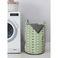 thumbnail image 3 of Aztec Laundry Bag, Vertical Borders with National Motifs Tribal Culture, Hamper Basket with Handles Drawstring Closure for Laundromats, 13" x 19", Reseda Green and Beige, by Ambesonne, 3 of 4