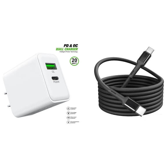 For T-Mobile REVVL 8 Pro TMRV08P5G 20W Fast Home Wall Travel Charger   4FT Type C to C USB Cable