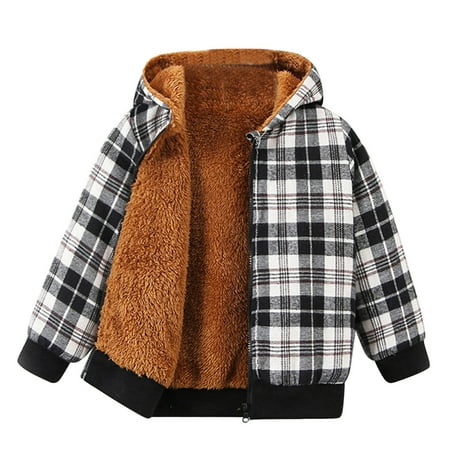 

LBECLEY Toddler Undershirt Boys Kids Toddler Fleece Lined Warm Shirt Jacket Plaid Long Sleeve Hooded Full Zip Baby Boys Girls Fall Winter Hoodie Shirt Coat Outwear Shirt Boys 10 12 Grey 100