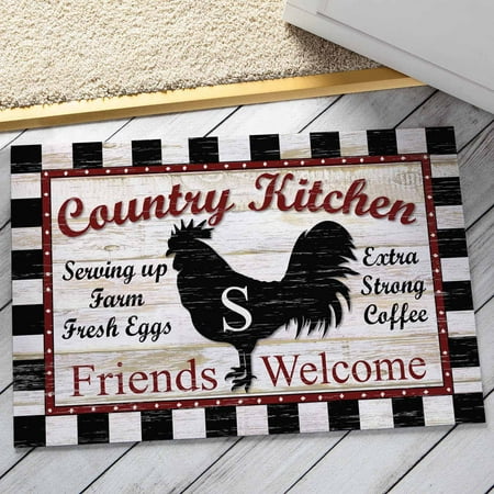 Personalized Floor Mat Country Kitchen With Initial