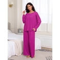 thumbnail image 6 of MINTREUS Women's Pajama Set Long Sleeve Sleepwear Set Soft Two Piece Matching Set with Pockets, 6 of 6