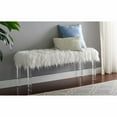 thumbnail image 3 of Roundhill Furniture Faux Fur Living Room Bench in White/Clear Acrylic Legs, 3 of 3