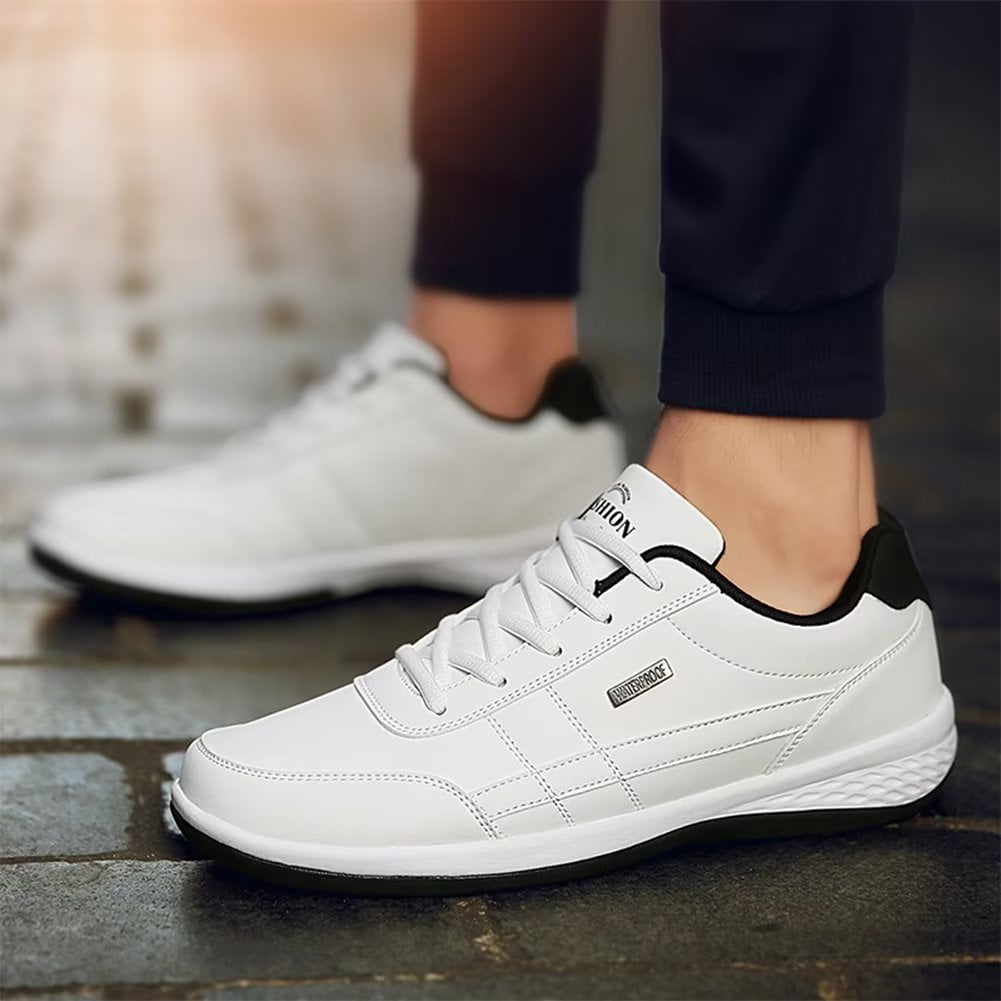 Dumajo Mens Shoes Fashion Running Sneaker Casual Leather Sport Shoes Breathable Comfortable Walking Shoes