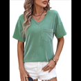 thumbnail image 1 of Blusas de Verano con Cuello en V para Mujer, Camisetas Extragrandes, Blusas de Corta para Mujer, Atuendos Informales Elegantes para el Trabajo. Verde M, 1 of 10