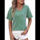 thumbnail image 1 of Blusas de Verano con Cuello en V para Mujer, Camisetas Extragrandes, Blusas de Corta para Mujer, Atuendos Informales Elegantes para el Trabajo. Verde XXL, 1 of 10
