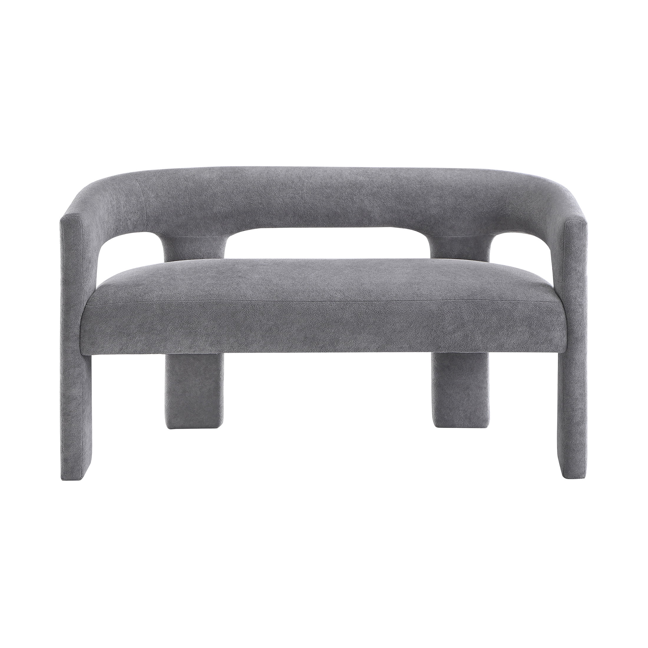 OakvillePark Kora Rectangle Boucle Upholstered Bench with Arms, Dark Gray