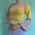 thumbnail image 4 of Femmes Pull Crop Top Y2k Tricot Crochet Pull-Over Manches Longues, 4 of 6