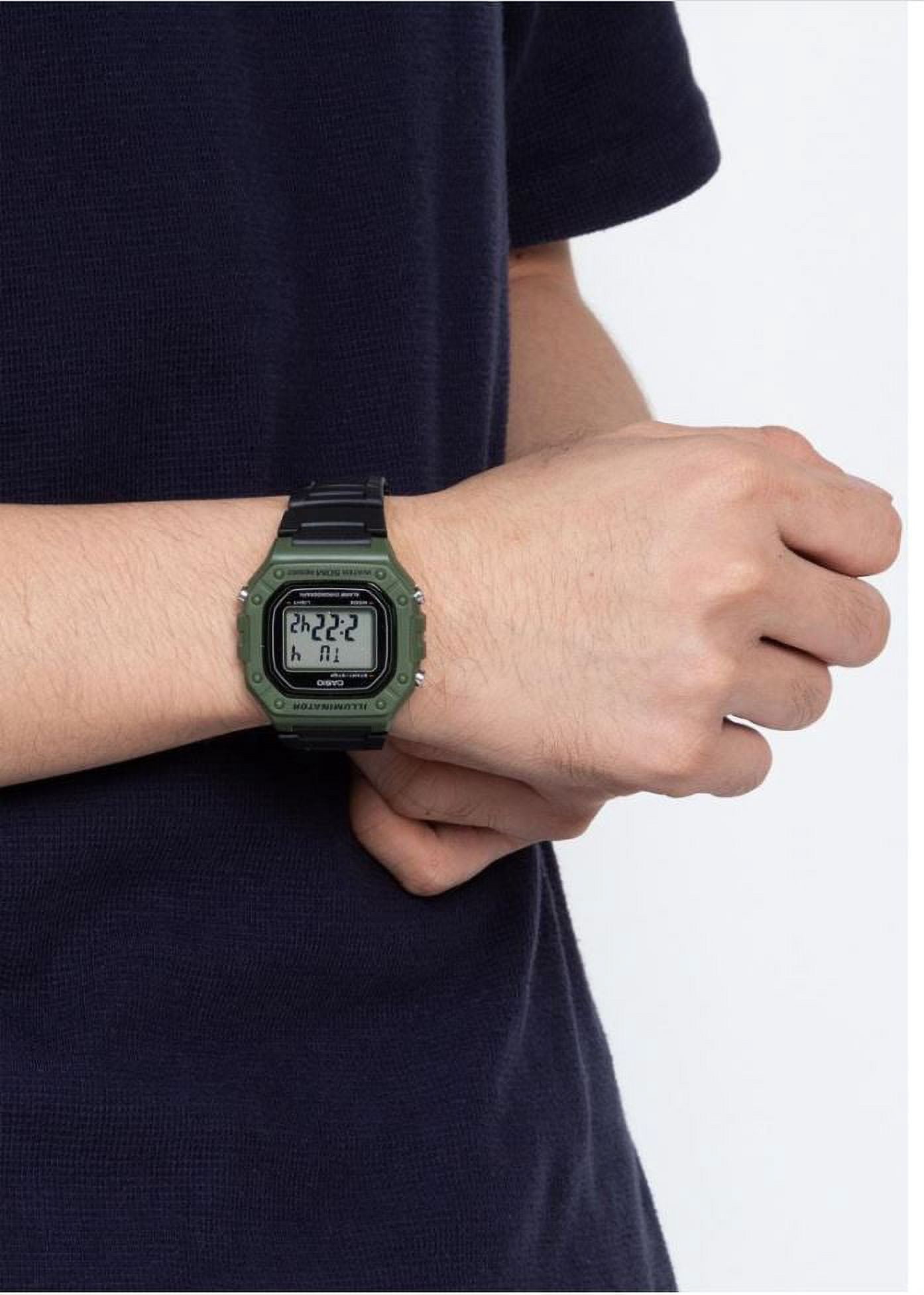 Casio Men's Youth W-218H-3AV Black Green Resin Quartz Sport Digital Watch