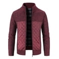thumbnail image 1 of Uhndy Men's Outwear Zip Up Knitted Cardigan Thick Sweater Stand Collar Fleece Lined Warm Autumn and Winter Coat Men's Outwear Stretch Plus Size Red XL, 1 of 6